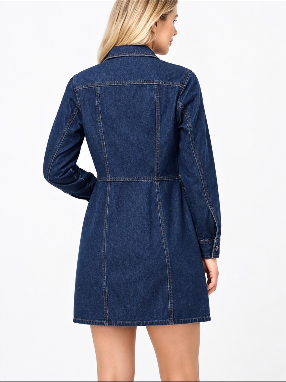 FRYE NWOT Women’s Denim Button Front Dress, Chest & Side Pockets 😍 - Picture 2 of 6